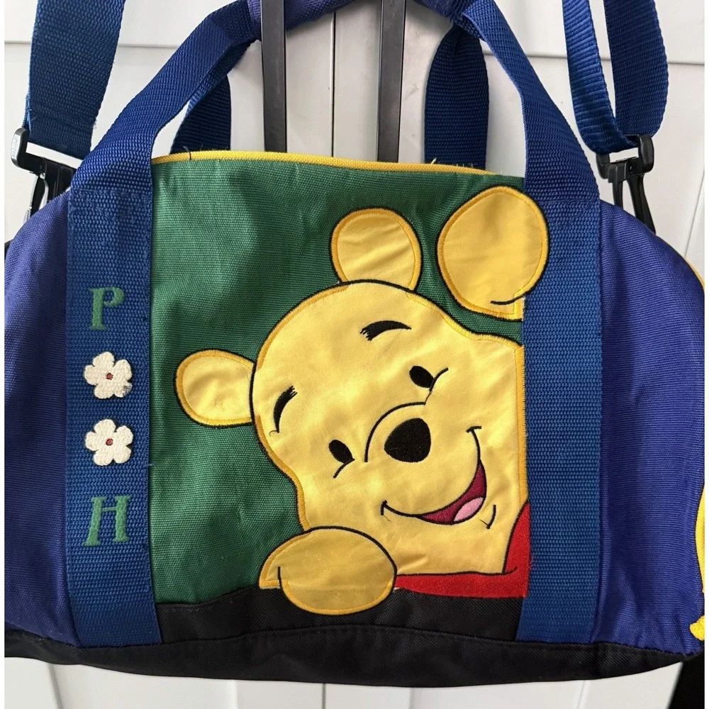 Vtg Disney Winnie The Pooh Kids Duffle Bag Carry-on Luggage Shoulder Strap